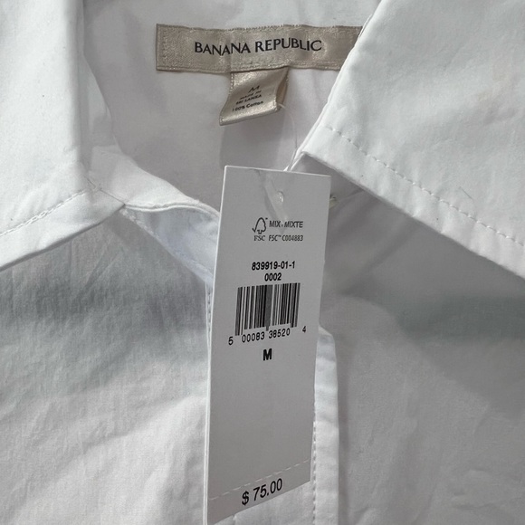 NWT Banana Republic Boxy Cropped Women’s Button Front White Shirt Medium $75 - Picture 3 of 4